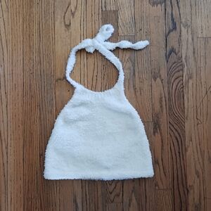 NWT SKIMS White Fuzzy Halter Top